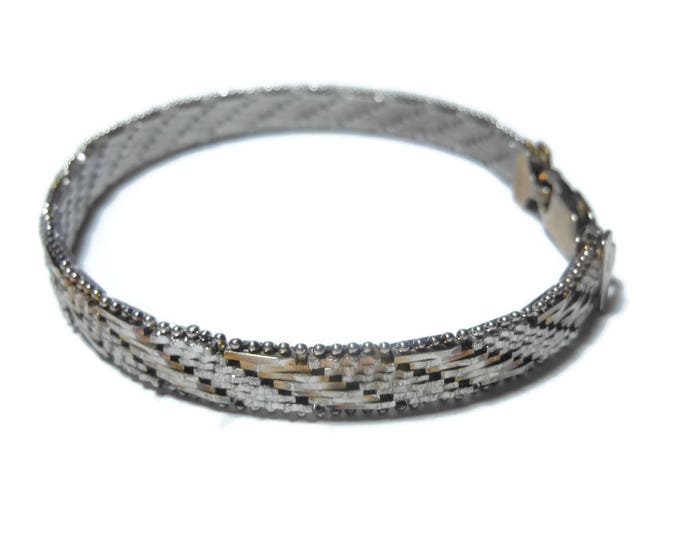 Milor reversible bracelet, two tone sterling silver 925 bracelet with gold overlay accents, made in Italy