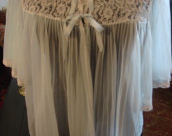 Vintage Sheer Light Pale Pastel Blue Bed Jacket