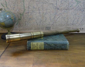 Antique Pocket Brass Telescope, Vintage 3 Drawer Spyglass, c 1900's