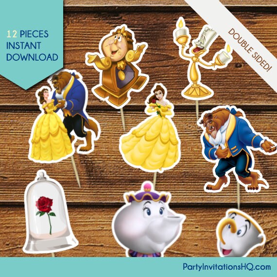 Beauty and the Beast Cupcake Toppers Beauty and the Beast