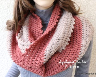 Crochet Scarf PATTERN Infinity Scarf Crochet Puff Stitch