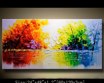 Abstract Wall Painting, expressionism Textured Painting,Impasto Landscape Painting ,Palette Knife Painting on Canvas by Chen 0717