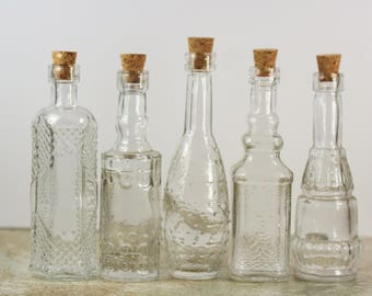 20 Glass Bottles Corked Bottles Bud Vases Vintage Wedding Bottles Vintage Style Vases Flower Vases Wedding Favor Bottles
