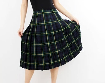 SALE Vintage Plaid Skirt / Accordion Skirt / Wool Skirt / Lady Harrington / Tartan Skirt / Vintage Skirt / Boho Skirt / Checkered Skirt