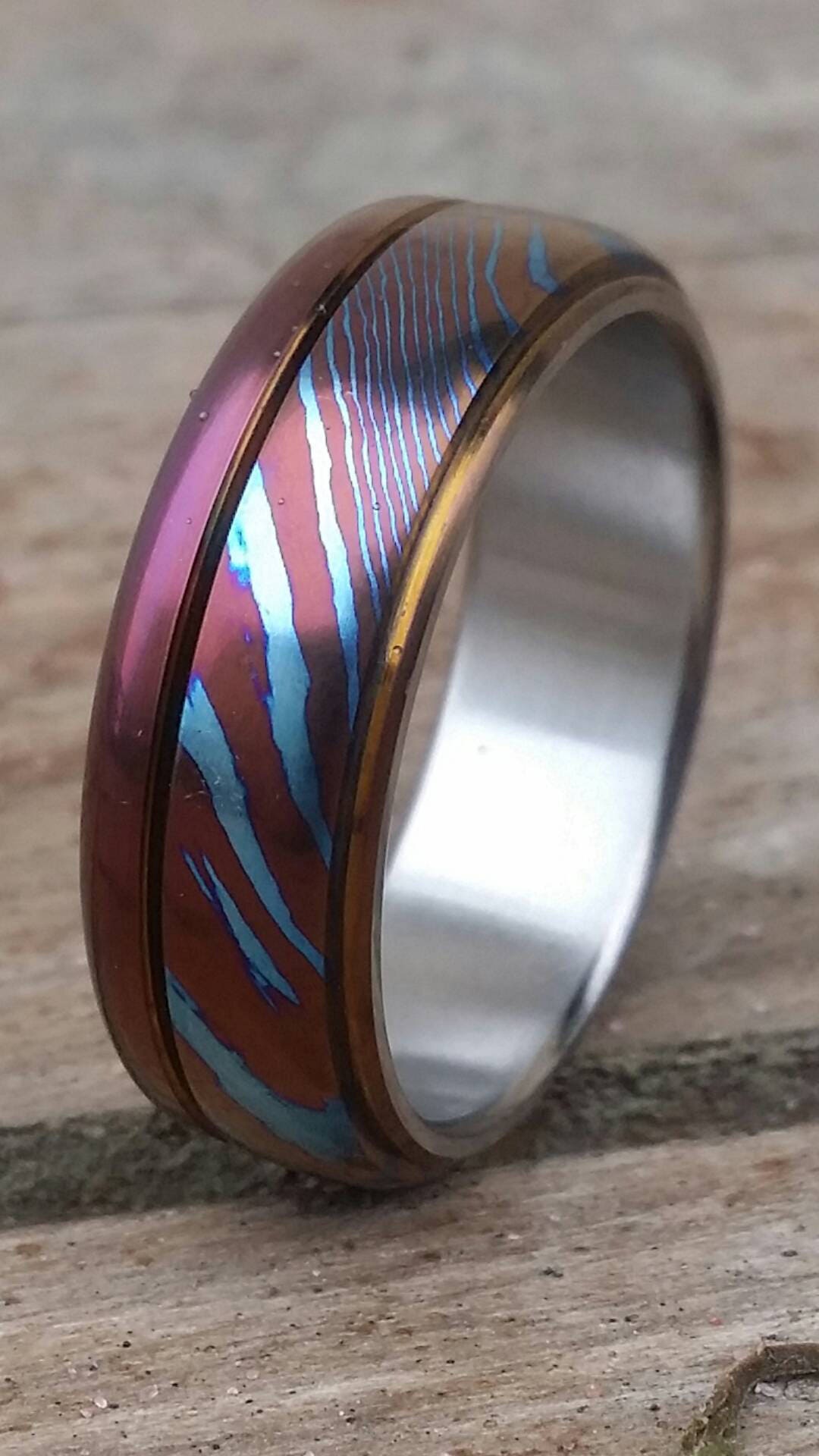 New*8mm timascus ring Hawaiian Titanium lined Timascus Mokuti ...