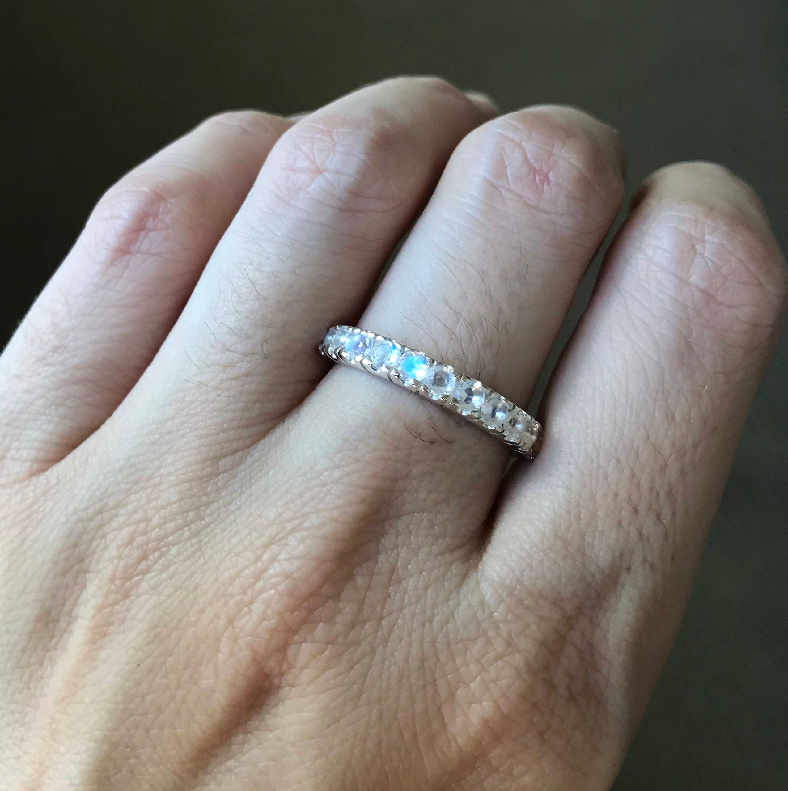 rainbow moonstone wedding band women half eternity band moonstone band ring sterling silver moonstone band june birthstone stackable ring - Moonstone Wedding Ring rainbow moonstone wedding band women half eternity band moonstone band ring sterling silver moonstone band june birthstone stackable ring - Moonstone Wedding Ring