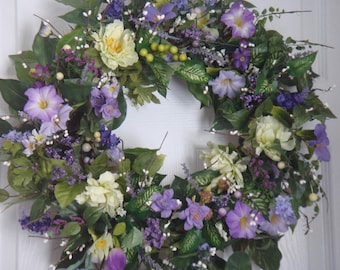 Summer wreath, front door wreath, outdoor wreath, housewarming gift, summer door wreath, floral wreath, spring wreath, door wreath summer