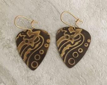 Brass Guitar Pick Earrings