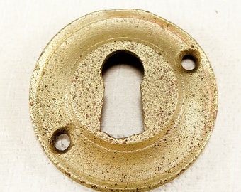Vintage Brass Escutcheon - Round Keyhole Plate