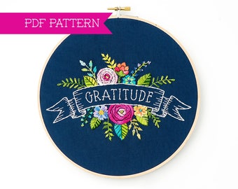 Flower Embroidery Pattern, Floral Embroidery Design, Flower Pattern, One Word, PDF Pattern, Hoop Art, Hand Embroidery, Floral Letter