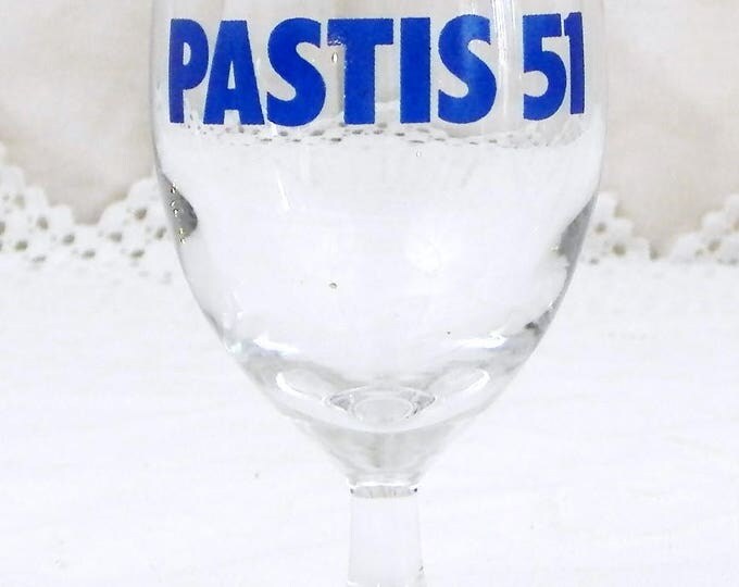 Set 2 Vintage French Pastis 51 Stem Glasses, Vintage French Bistro Decor, Cote D'Azur Retro Home Interior, Pair Ricard 51 Aperitif Drinkware