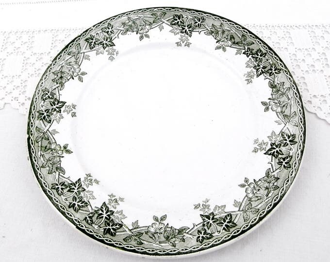 Antique French Ironware "Terre de Fer" St Amand et Hamage China Plate Dark Green Ivy and Wild Rose Pattern, Chateau, French Country Decor Antique French Ironware "Terre de Fer" St Amand et Hamage China Plate Dark Green Ivy and Wild Rose Pattern, Chateau, French Country Decor