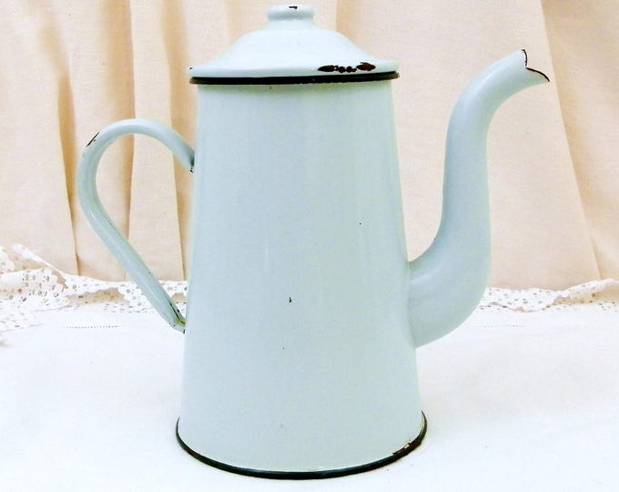 Vintage Mint Green Enamel French 3 Piece Coffee Pot with Goose Neck Spout, Enamelware Pour Over Cafetiere from France, Retro French Country Vintage Mint Green Enamel French 3 Piece Coffee Pot with Goose Neck Spout, Enamelware Pour Over Cafetiere from France, Retro French Country