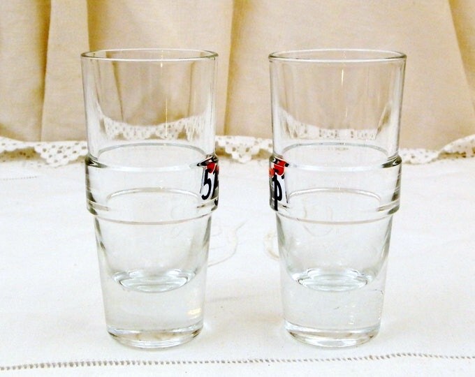 2 Vintage French Pastis 51 Glasses, Pair French Aperitif Glasses, Pernod Ricard