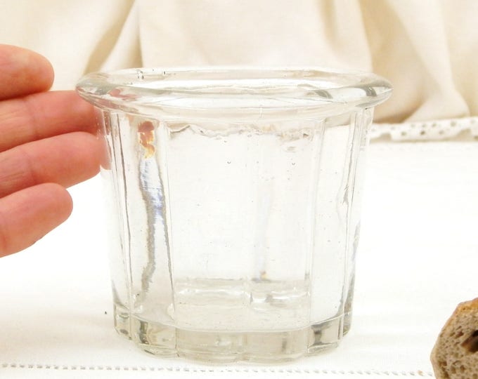 Small Antique French Jam Jar, Excellent Condition Clear Glass with Bubbles Jar, Vintage Cookware from France