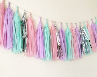Pretty Pastel tassel garland wedding birthday baby shower christening decoration back drop