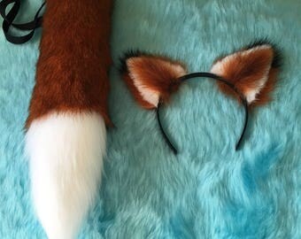 Fox Ears Headband and Tail New Fur, High Quality by Feisty furs.