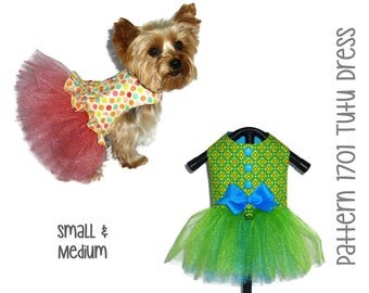 Tutu Dog Dress Pattern 1701 * Small & Medium * Dog Clothes Sewing Pattern * Dog Harness Dress * Dog Apparel * Dog Outfit * Girl Dog Clothes