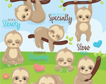 80% OFF SALE Sloth clipart commercial use, easter bunny vector graphics, easter digital clip art, digital images - CL1077
