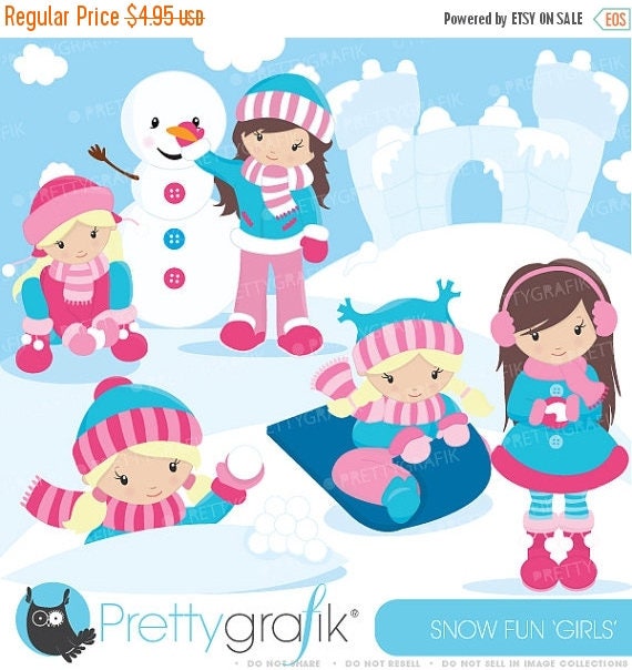 80% OFF SALE Snow girls clipart commercial use, vector graphics, digital clip art, digital images - CL624 Il_570xn