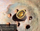 Macrame ring, Pietersite, brown, beige, Bohemian fashion, boho ring, Free Worldwide Shipping