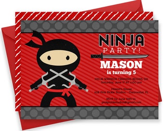 Ninja Invitation, Ninja Birthday, Ninja Birthday Party, Ninja Baby, Ninja Party, Ninja Birthday Invitations, Ninja Party Invitations | 408