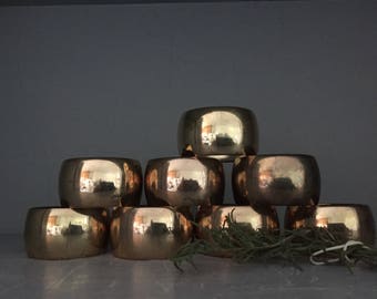 8 Vintage Brass Napkin Rings // Metal Napkin Rings