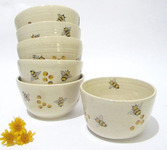 Pottery Bowl Ceramic Bee Bowl Cereal Bowl Small Serving