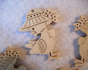 3 cute chicks, wood, 4x5 cm (10-0007B)