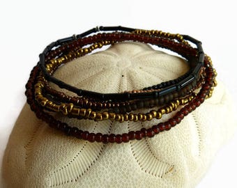 Multistrand bracelet, stretch bracelet, seed bead jewelry, bohemian bracelet, colorful bracelet, gift for mom, layering bracelet, boho chic