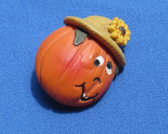 Retro Goofy Pumpkin Sunflower Hat Halloween Fall Resin Brooch