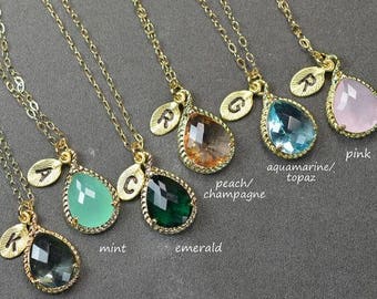 Crystal Bridal necklace personalized Wedding pendant necklace Wedding jewellery Bridesmaid jewelry Bridal jewelry bridesmaid gifts set