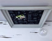 Babillard aimanté recouvert tissu plan d'avion noir argent industrial mémo organisation photo décor mural tableau d'affichage homme masculin