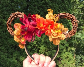 Autumn Harvest Floral Mickey Mouse Ears