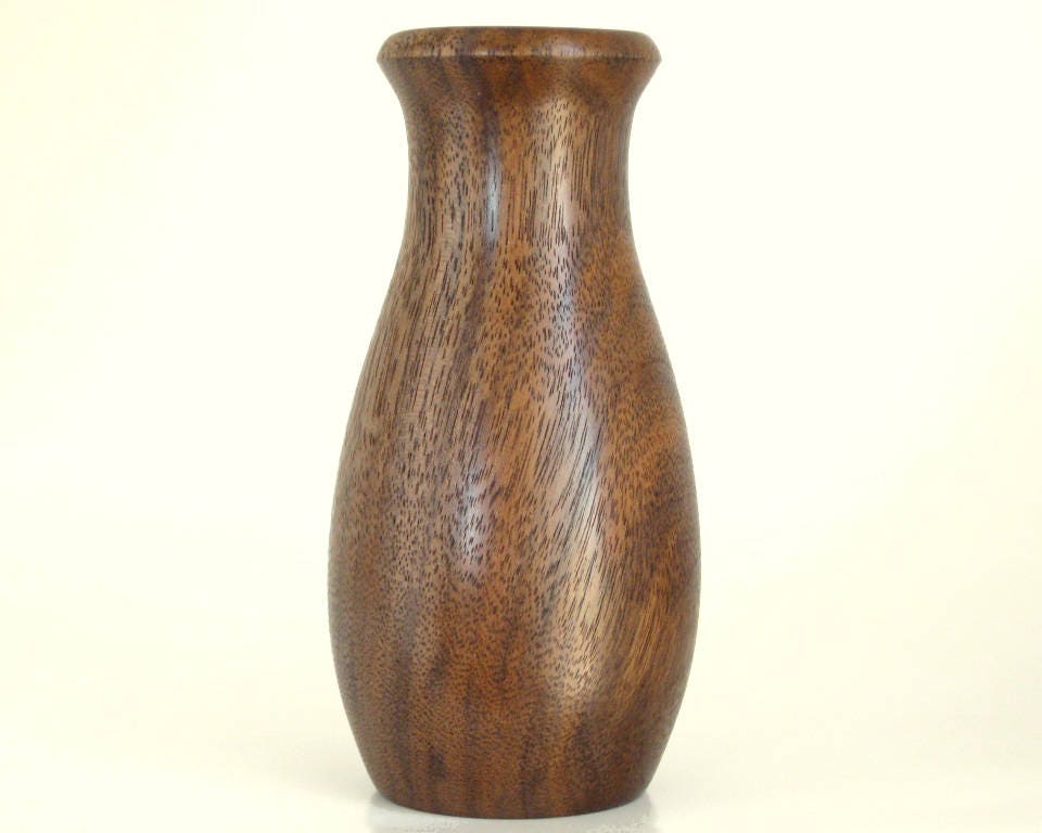 Turned Wooden Bud Vase Handcrafted in Walnut