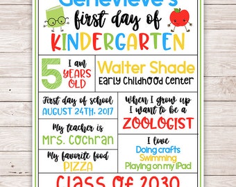Back to School Sign , Kindergarten Sign , Preschool Sign , First Day of School Sign, Girl , White