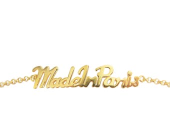 Writing Made In Paris in vermeil bracelet
