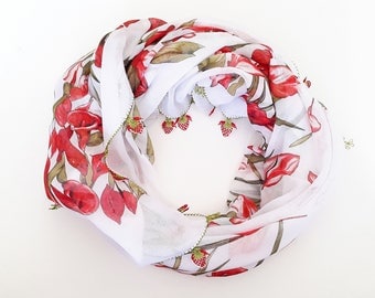 White floral scarf - Boho scarf Turkish scarf Turkish oya scarf Yemeni scarf Square scarf Floral scarf Christmas gift ideas Gift for women