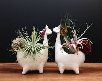 llama vase / alpaca vase/ air plant vase / vintage white / one llama