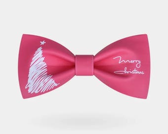 Lovely Pink Merry Christmas bow tie