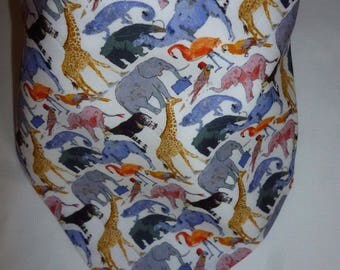 Liberty of London Queue for the Zoo fabric Baby Bandanna/Dribble/Bibs/Bib/Handmade Purple Handmade/Crafted