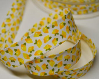 Sewing bias folded 2cm citrus background cotton white (m) ref: BIAI05