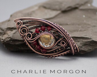 Red Steampunk Dragon Eye Pendant - Steampunk Jewellery, Gothic Necklace, Steampunk Necklace, Red Dragon's Eye, Steampunk Eye, Eye Necklace