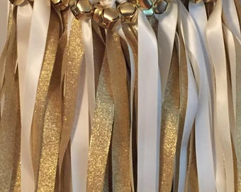 50 Wedding Wands/Wedding Ribbon Wands/Wedding Wand/Wedding Streamers/Ivory and Gold Metallic   RESERVED !!!!!!!!