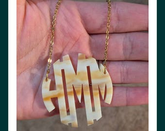 NEW ITEM!! Acrylic Monogram Necklace - 2" Horn Monogram Necklace for Graduation, Birthdays, Wedding Party Gifts - Bridesmaids Present Idea