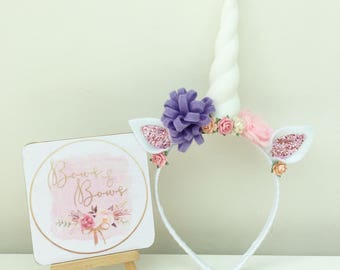 Unicorn Ears, Unicorn Headband, Unicorn Flower Crown, Fancy Dress Ears, Animal Ears, Animal Ear Headband, Dressing Up Ears, Halloween
