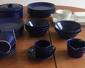 Lot of Vintage Arabia Finland Blue and white Kilta, Teema, by Kaj Franck, 36 pcs, Can Be Sold Separately