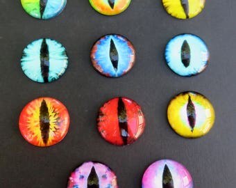Glass Eyes - 25mm 1 inch Dragons Cat Evil Eye Frog Lizard Fantasy Steampunk Taxidermy Glass Domes 25mm Cabochons for Pendants