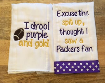 Minnesota Vikings Burp Cloths//Team Burp Cloths//Football Burp Cloths