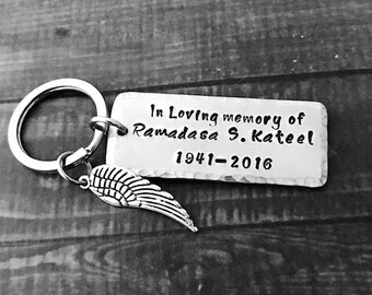 Custom MEMORIAL Key Chain on 1/2" or 3/4" Wide Wide Aluminum Metal With Your Writing: Name, Initials, Dates, Saying, Quote, Etc.
